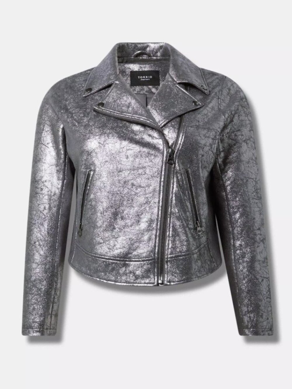 TORRID GUNMETAL METALLIC MOTO JACKET 3 3X 22 24